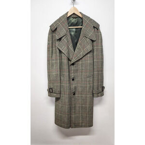 Hudsons Rockham Men's Classic Houndstooth Plaid Long Coat, Size42L, In Tan Multi